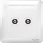 A3G32TV_WE -  2 Gang TV Socket, 75 Ohm Through-Connection, White