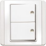 E3032H1PR_WW - 2 Gang 1 Way Horizontal Press On/off Switch, White