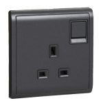 E8215_MB - 13A 250V 1Gang switched socket, Matt Black