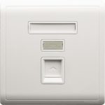E8231RJS4_WE -  1 Gang Telephone Socket, Keystone on Shuttered Wallplate, White