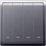 SCHNEIDER E8234L1F_LS Pieno 10AX 250V 4Gang 1way switched with Fluorescent Locator, Lavender Silver