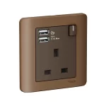Schneider E8415USB_SZ-ZENcelo 1 Gang Socket Outlet w/ USB Charger Silver Bronze
