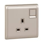 E8215_WG - 13A 250V 1 Gang Switched Socket, Wine Gold