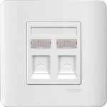 E8432RJS4_WE- 2Gang Telephone Socket on Shuttered Wallplate, White