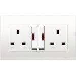 Schneider electric Vivace KB25LDN - 13A 250V Twin Gang Double Pole Large Dolly Switched Socket with Neon