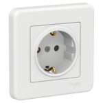 SCHNEIDER LNA2900221 -Leona single socket outlet with side earth 16A shutters white