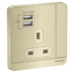 SCHNEIDER E8315USBR_GH-AVATARON 13A 1G Sw Socket with 2.1A USB, GH