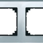 MERTEN 489260-M-PLAN REAL GLASS FRAME 2 GANG DIAMOND SILVER