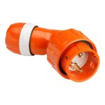 CLIPSAL 56PA332_EO- 56 Series Angled Plug IP66, 250V 32A - 3 Round Pins | Electric Orange