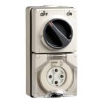 CLIPSAL 56C432-56 Series Switched Socket Outlet 500V, 32A, 4 Round PIN, IP66, 3 Pole, 32A | Chemical Grey
