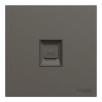 SCHNEIDER E8731RJS4_DG-Telephone socket, 1 gang, keystone on shuttered wallplate, Dark grey
