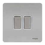 SCHNEIDER GU1422WSS - electric Ultimate Screwless flat plate - 1-pole 2-way switch - 2 gangs - stainless steel