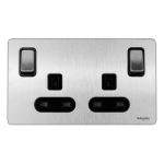 SCHNEIDER GU3434BSS - electric Ultimate Screwless flat plate - switched socket - 2P  2 gangs stainless steel