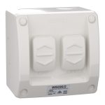 Weathershield Switch 2-Gang, 16AX, 250VAC, IP66 | Resistant Grey