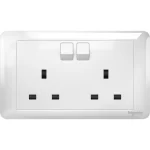 SCHNEIDER A3GT25_WE-Affle Plus - 13A Twin Gang Switched Socket, White