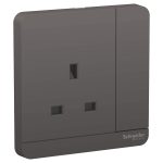 Schneider AvatarOn - E8315_DG - Switched socket, AvatarOn, screw terminal, IP20, dark grey