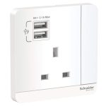 SCHNEIDER E8315USB_WE-AvatarOn, 2 USB charger + switched socket, 3P, 13A