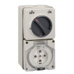 CLIPSAL 56C550_GY-56 Series Switched Socket Outlet 500V, 50A, 5 Round PIN, IP66, 3 Pole, Surface Mount | Grey