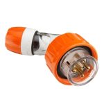 56PA520_GY- 56 Series Angled Plug IP66, 500V 20A - 5 Round Pins | Grey