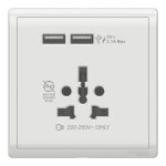 SCHNEIDER E8242616USB_WE-Pieno 16A International Socket with 2.1A USB, White