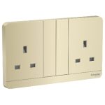 SCHNEIDER E83T25_WG-Switched socket with USB charger, Avataron, 21W type A+C, 2 gang, 13A, white