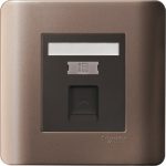 SCHNEIDER E8431RJS4_SZ-1 Gang Telephone Socket on Shuttered Wallplate, Sliver Bronze