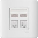 E8432TDRJ/6 WE - ZENcelo - 2 Gang Telephone + Data Outlet Cat 6 on shuttered Wallplate