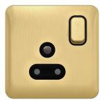 SCHNEIDER GGBL3081BSBG - Lisse Round Pin Switched Socket - 1 gang - 5A Satin Brass with Black int