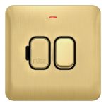 SCHNEIDER GGBL5011BSB-Lisse - Switched FCU - LED Indicator - 13A DP Satin Brass with Black Interior
