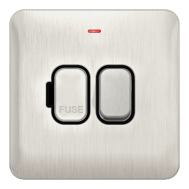 GGBL5011BSS_Face_369.jpg Schneider electric Lisse - Switched FCU - LED Indicator - 13A DP Stainless Steel with Black Interior GGBL5011BSS - Image 1