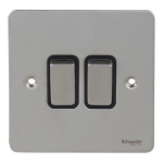 Schneider electric "Ultimate Flat plate - 2-way plate switch - 2 gangs - stainless steel