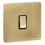 Schneider electric Ultimate Screwless flat plate - rocker plate switch - 1 gang - antique brass GU1412BAB