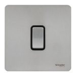 SCHNEIDER GU1412RBSS-Switch, Ultimate Screwless flat plate, 16AX, 2-way retractive, black & stainless steel