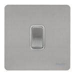 SCHNEIDER GU1412RWSS-Switch, Ultimate Screwless flat plate, 16AX, 2-way retractive, white & stainless steel
