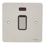 SCHNEIDER GU4231BSS- Electric Switch, Ultimate Flat plate, 32A, 2-pole, neon, black & stainless steel