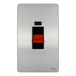 SCHNEIDER GU4421BSS-Switch, Ultimate Screwless flat plate, 45A, 2-pole, neon, black & stainless steel