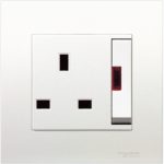 SCHNEIDER KB15LDN_WE-Vivace 13A 250V 1 Gang Double Pole Large Dolly Switched Socket with Neon