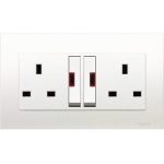 Schneider electric Vivace KB25LDN - 13A 250V Twin Gang Double Pole Large Dolly Switched Socket with Neon