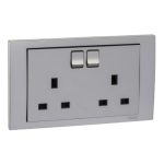 SCHNEIDER KB25_AS-Vivace 13A 250V TwinGang Switched Socket,Aluminium Silver