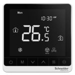 TC907-3A4DLMSA - SpaceLogic thermostat, fan coil on/off, networking, touchscreen, 4P, 3 fan, modbus, external sensor, 240V, white