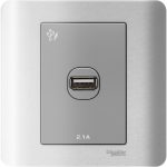 SCHNEIDER E8431USB_SA-Zencelo - 1 X 2.1A Usb Charger - Silver Satin